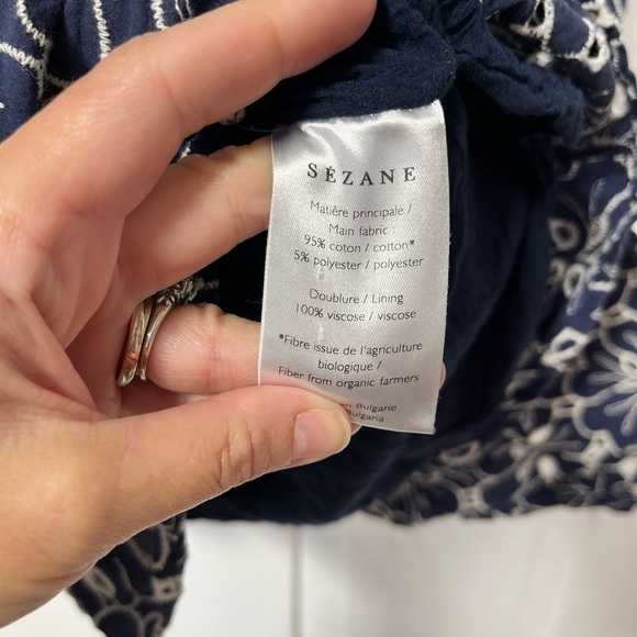 Sezane Aura babydoll eyelet floral Dress in navy blue size 2 - Picture 6 of 8